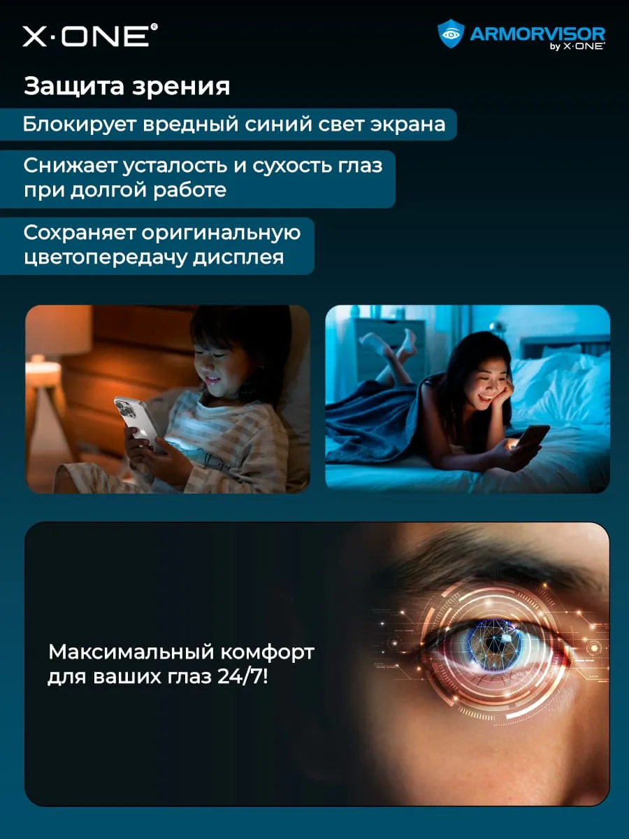 Бронепленка iPhone 17 Air X-ONE Armorvisor 4rd - generation / фильтрация УФ излучения / защита зрения / с установочным аппликатором