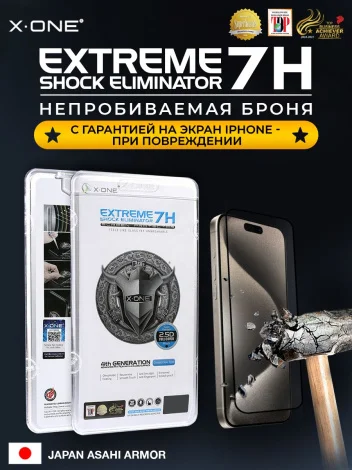 Непробиваемая бронепленка iPhone 15 Pro X-ONE Extreme Shock Eliminator 4rd-generation