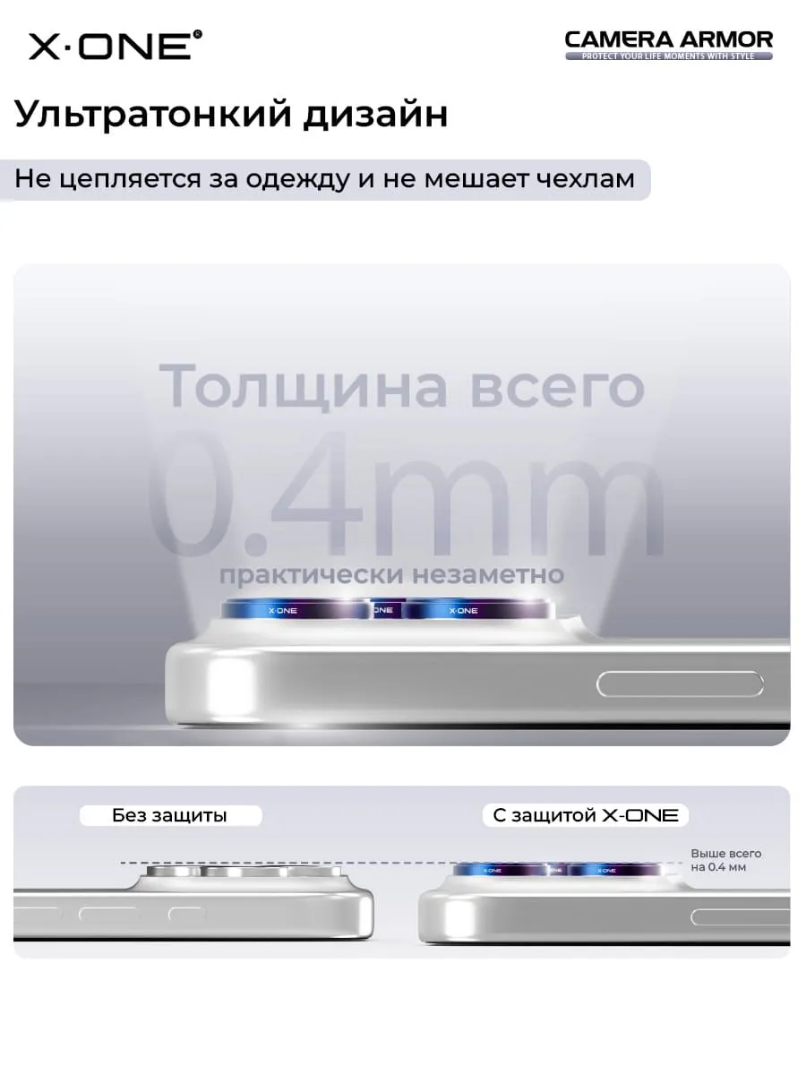 Сапфировое стекло на камеру iPhone 17 X-ONE Camera Armor - цвет Black / линзы / авиа-алюминиевый корпус