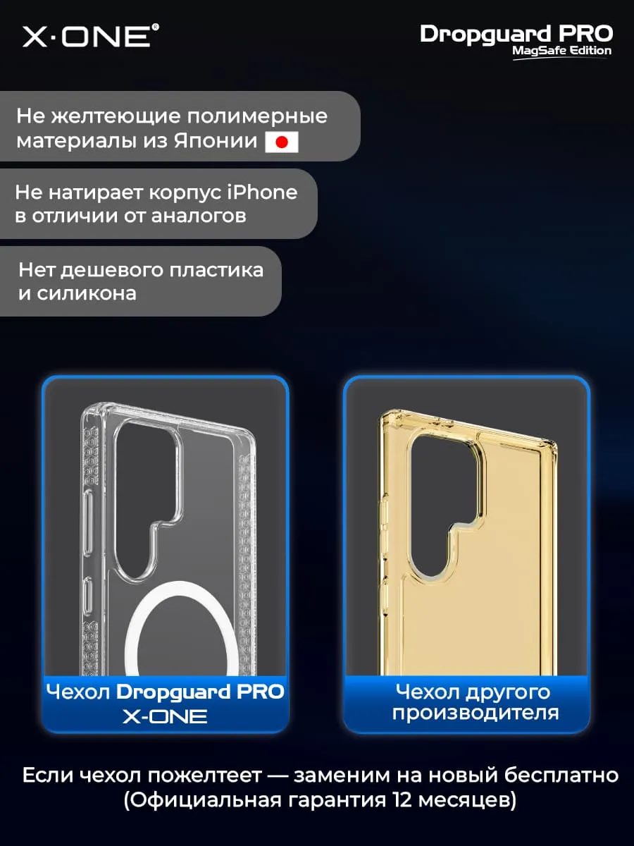 Чехол Samsung Galaxy S25 X-ONE DropGuard PRO MagSafe - текстурированный прозрачный корпус