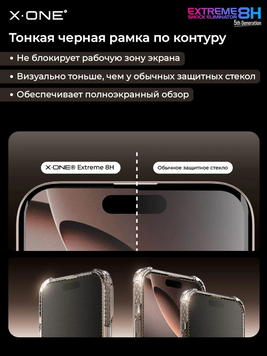 Бронепленка iPhone 17 Pro Max/16 Pro Max X-ONE Extreme Shock Eliminator 5th-generation с установочным аппликатором (матовая)