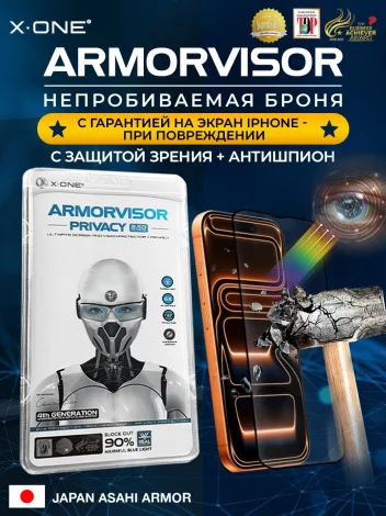 Бронепленка iPhone 17 Air X-ONE Armorvisor Privacy 4rd - generation / фильтрация УФ излучения / защита зрения / Антишпион