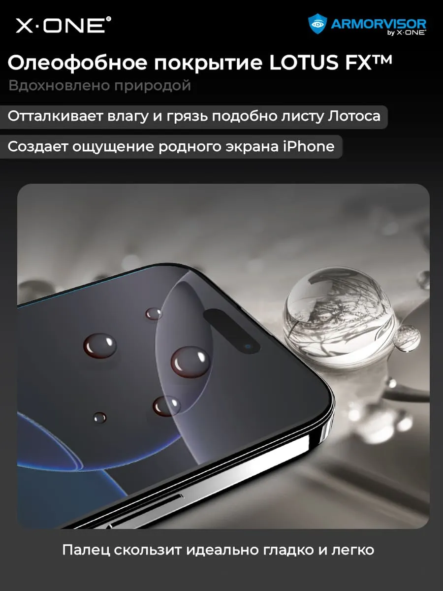 Бронепленка iPhone 15 Pro Max X-ONE Armorvisor 4rd-generation / фильтрация УФ излучения / защита зрения