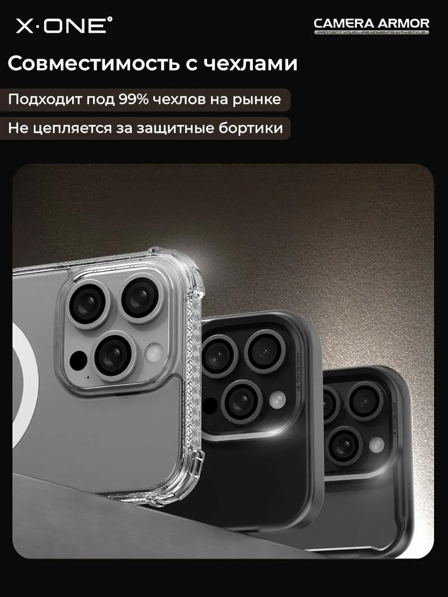 Сапфировое стекло на камеру iPhone 14 Pro/14 Pro Max X-ONE Camera Armor - цвет Violet / линзы / авиа-алюминиевый корпус