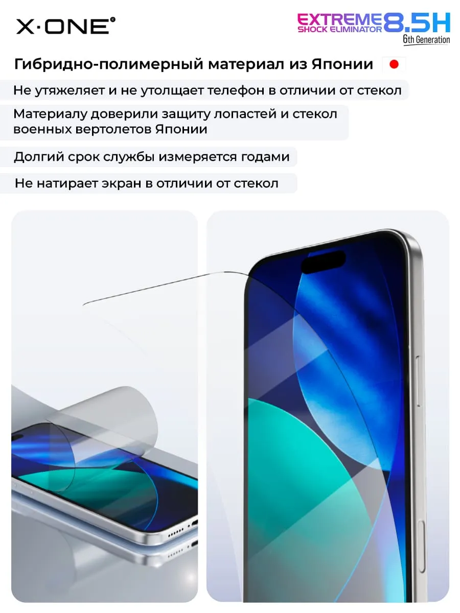 Бронепленка iPhone 17 Air X-ONE Extreme Shock Eliminator 6rd-generation с установочным аппликатором