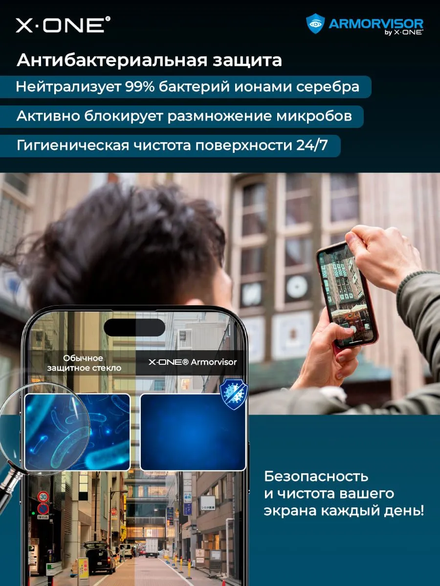 Бронепленка iPhone 17 Air X-ONE Armorvisor 4rd - generation / фильтрация УФ излучения / защита зрения / с установочным аппликатором
