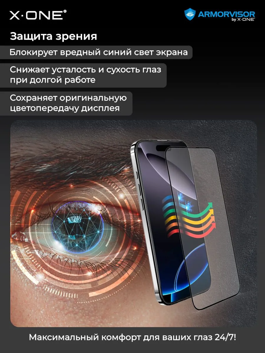 Бронепленка iPhone 12/12 Pro X-ONE Armorvisor 4rd-generation / фильтрация УФ излучения / защита зрения