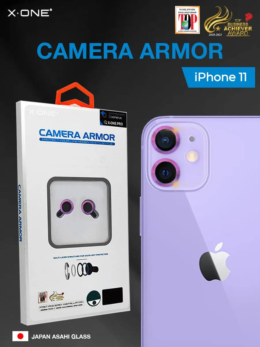 Сапфировое стекло на камеру iPhone 12/12 Mini/11 X-ONE Camera Armor - цвет Dark Purple / линзы / авиа-алюминиевый корпус