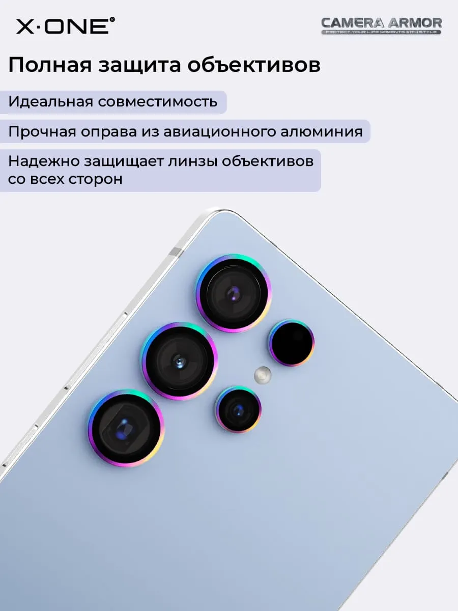 Сапфировое стекло на камеру Samsung Galaxy S25 X-ONE Camera Armor - цвет Black / линзы / авиа-алюминиевый корпус