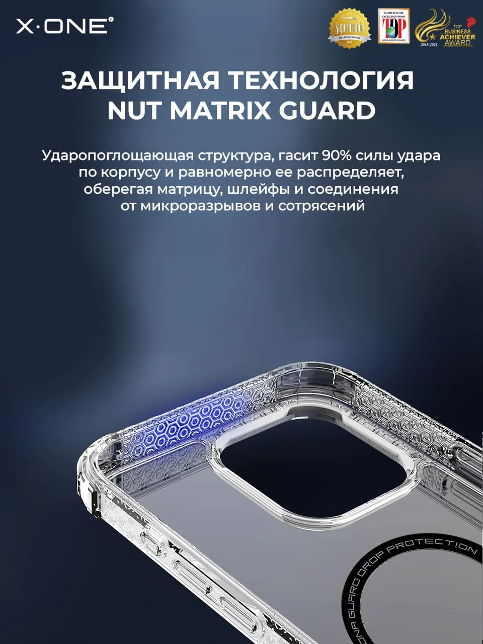 Чехол Samsung Galaxy S24 Ultra X-ONE DropGuard PRO MagSafe - текстурированный прозрачный корпус 