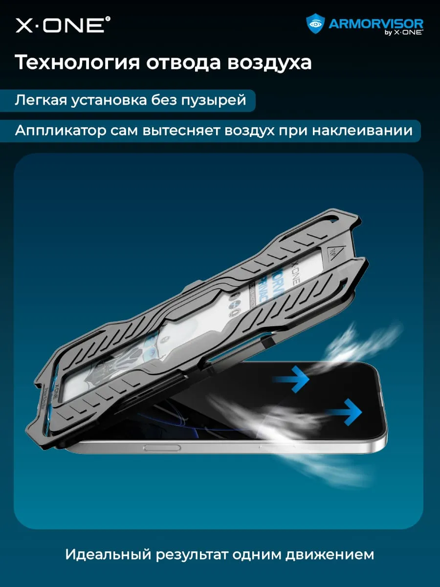 Бронепленка iPhone 16/15 X-ONE Armorvisor 4rd - generation / фильтрация УФ излучения / защита зрения / с установочным аппликатором