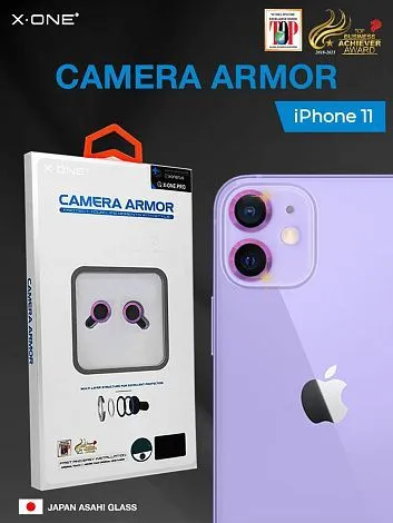 Сапфировое стекло на камеру iPhone 12/12 Mini/11 X-ONE Camera Armor - цвет Dark Purple / линзы / авиа-алюминиевый корпус